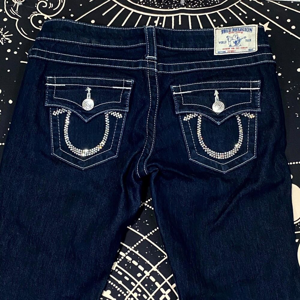 True Religion Jeans Women 28x31 Blue Denim Skinny Western Y2K Streetwear